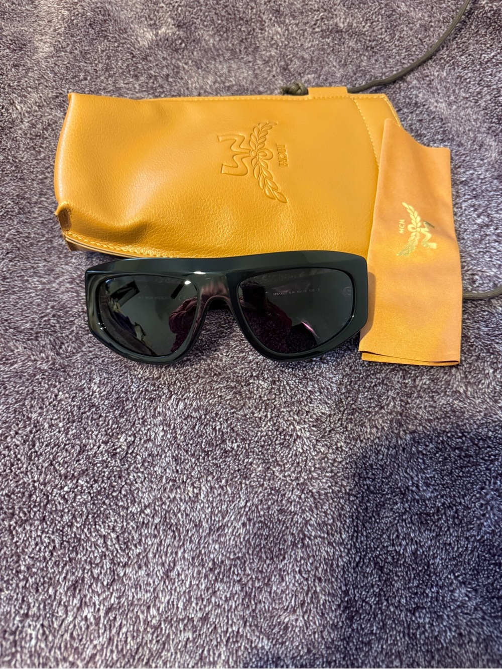 MCM Black Sunglasses with Tan Leather Pouch